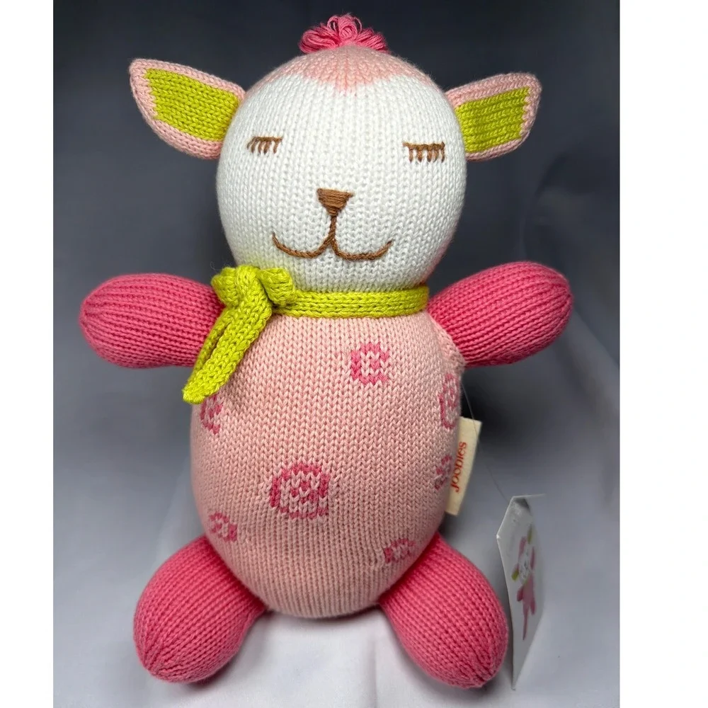 The Joobles Cutie the Lamb Plush Toy Kids OS Pink Organic Cotton Knit Fair Trade